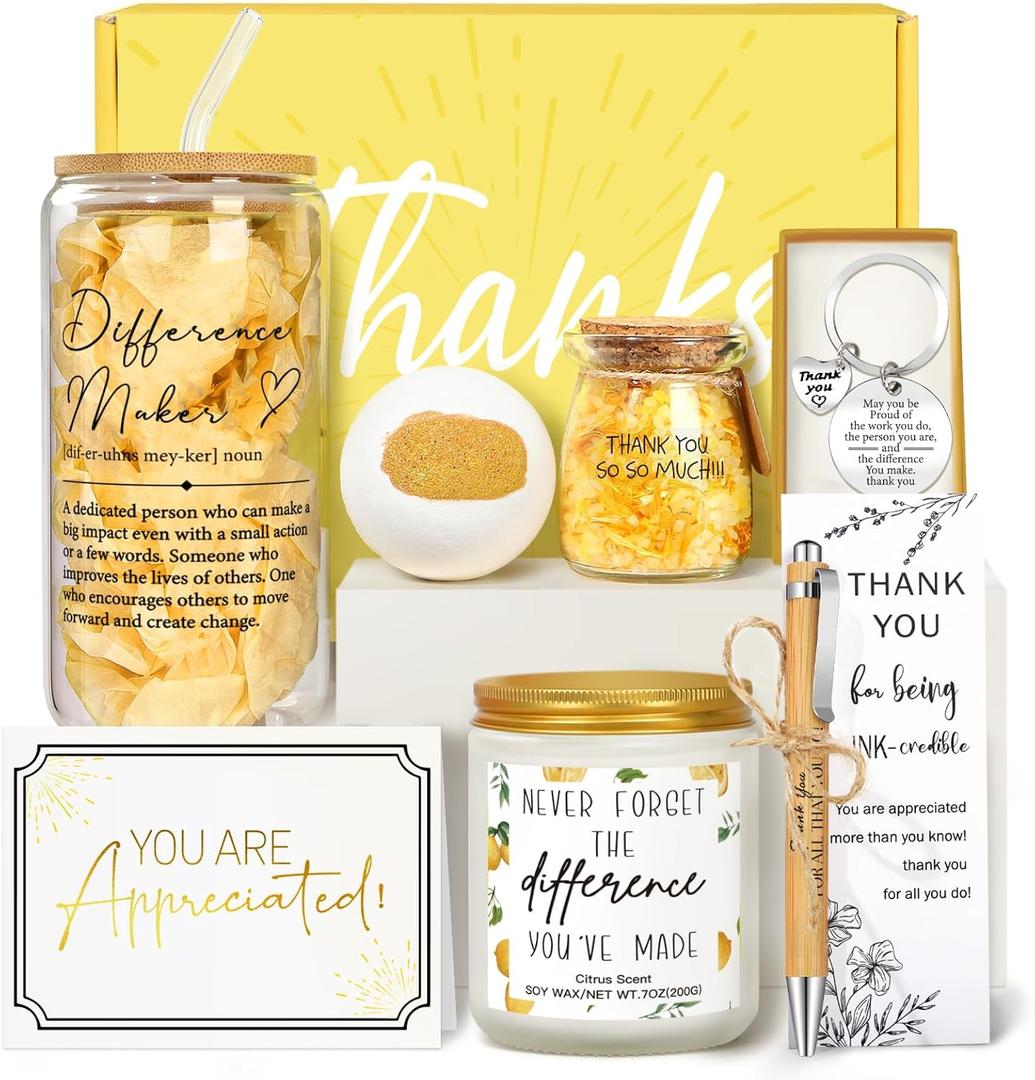 Difference Maker Gifts for Women, Teacher Appreciation Gifts, Thank You Gift Basket with 16oz Difference Maker Cup, Employee Appreciation Gift for Coworkers, Boss, Nurse, Employees