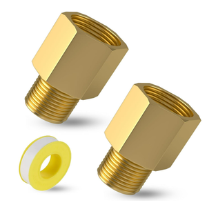3/4" Inch Male x 1'' Female NPT Brass Pipe Fitting Reducer Adapters, Water Line Adapter, Stop Valve, Brass Pipe Extension Connectors for Kitchen Bathroom, 2PCS (3/4" Male x 1" Female)