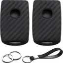 2pcs Compatible with Mazda 3 6 3 Sport CX-3 CX-5 CX-9 CX-30 CX-50 CX-90 MX-5 Miata MX-30 EV Carbon Fiber Looks Black Key Fob Cover Case Key Chain Protector Keyless Remote Holder