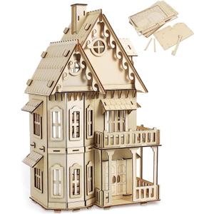 3D House Jigsaw Puzzle Model Kit - CUTEROOM Fantasy Villa Dollhouse DIY Building Set for Adults, Creative Home Decor Gift