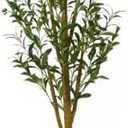 Artificial Olive Silk Tree Indoor, Tall Fake Olive Plant with Black Planter Realistic Wood Trunk and Leave, Faux Olive Tree for Home Decor(5 FT)