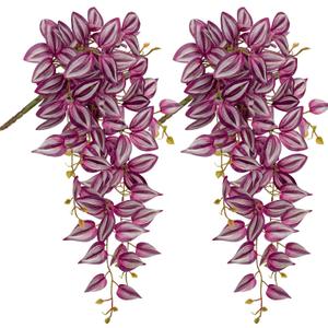 DILATATA Fake Hanging Plants Artificial Hanging Plants 92 Leaves Faux Wandering Jew Hanging Leaves Plants for Wall Shelf Home Indoor Outdoor Decor - 2 Pack