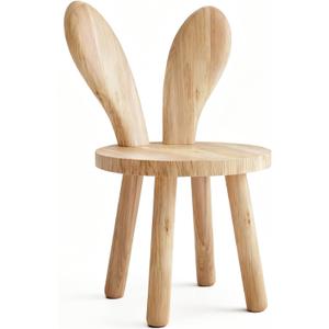 Bunny Chair for Ages 1.5-4 - Small Toddler Wooden Chair with 9.25" Seat Height, Solid Wood Rabbit Stool for Nursery, Playroom & Low Tables, Mini Kids Furniture - 1 Pack