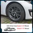 Black & Silver Car Wheel Center Cap Kit Compatible for Tesla 3 & Model Y  4 Hub Center Caps + 22 Lug Nut Covers