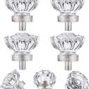 4 Pack Brushed Nickel Crystal Cabinet Knobs and Pulls,Vintage Glass Knobs for Dresser Drawer,Bathroom and Kitchen