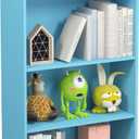 Furinno JAYA Book Shelf, 3-Tier Bookshelf, Bookcase with Adjustable Shelves, 9.5 x 24.5 x 40.3, for Organization and Storage, for Living Room, Bedroom, Home Office, Light Blue