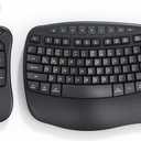 MEETION Ergonomic Wireless Keyboard with Separate Numeric Keypad, Wave Flexible 2-in-1 Setup for Multi-Device, 2.4G/Bluetooth Split Design with Wrist Rest for Accountants/Data Entry/Left-Handed User