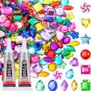 anezus 400Pcs Jewels for Bedazzling with 2 Pack B7000 Jewelry Glue, Flat Back Craft Gems Rhinestones for Clothing, Sequins Rhinestones Gemstones for Fabric, Craft, Decoration (Medium)
