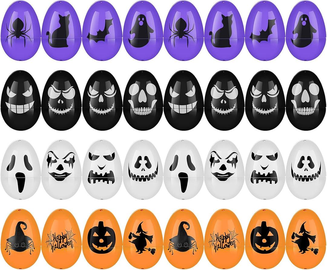 72 Pieces Halloween Skull Eggs Halloween Easter Plastic Eggs Halloween Eggs Plastic Fillable Scavenger Hunt for Trick or Treating Candy Box Mini Halloween Eggs for Halloween Party Supplies
