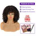 YEAME Curly Wigs for Black Women - Afro Curly Wig with Bangs, Natural Black, Heat Resistant, 15" Full Wig, 150% Density, Glueless, 2 Count