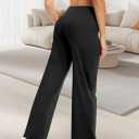 COPYLEAF Wide Leg Pants Woman High Waist Yoga Pants with Pockets Loose Stretch Dress Work Sweatpants Casual Lounge (Black, XXXL)
