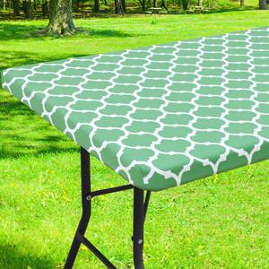 Smiry Rectangle Picnic Table Cover, Waterproof Elastic Fitted Camping Tablecloths for 4 Foot Tables, Wipeable Flannel Backed Vinyl Tablecloth Protector for Indoor, Outdoor (Sage Green, 30x48 Inches)