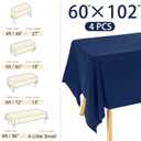 2 Pack Navy Blue Rectangle Polyester Tablecloth 60x102 Inch Washable Polyester Table Cover for Wedding Dining Table Buffet Parties Banquet Decor