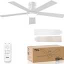 TCL 52" White Ceiling Fan with Light and Remote, Modern LED 3-Color, 3CCT, Quiet Motor for Bedroom, Living Room, Dining Room, Ceiling Fans with Lights (White)