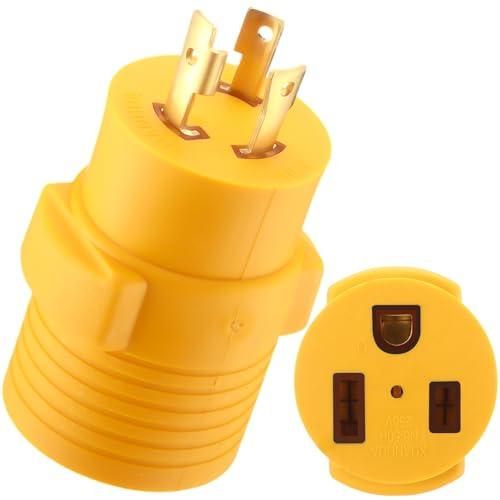 Kanayu L6-30P to 6-50R Generator Welder Adapter Compatible with NEMA 3 Prong 30 Amp Locking Male Plug to 50 Amp Female Receptacle Adapter Generator RV EV Charger Power Cord Connector (Yellow)