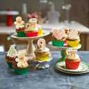 2 x Ephlyn 60Pcs Merry Christmas Cupcake Toppers Edible Rice Paper Round Christmas Gingerbread Man Cake Topper Decorations Women Men Birthday Party Anniversary Decorations Supplies (Brown)