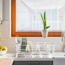 Simple Houseware White Dish Drying Rack with Drainboard, Utensil Holder & Mug Hooks Metal Kitchen Counter Organizer