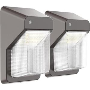 TIERONE 40W LED Wall Pack Light with Dusk-to-Dawn Photocell LED Outdoor Wall Mount Light for Porch Garden Garage Warehouse Security Lighting 4400LM 4000K Daylight 120-277V UL Listed 2PACK (Bronze-2PK)