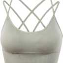 GQABXKDQO Women's Criss Cross Sports Bra Back Seamless Medium Support Yoga Bra Running Workout Tank Tops Bralette(Green, Medium)