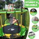 55" Indoor & Outdoor Trampoline for Kids with Enclosure, Toddler Trampoline with Adjustable Gymnastics Bar & Toys, No-Gap Safety Design