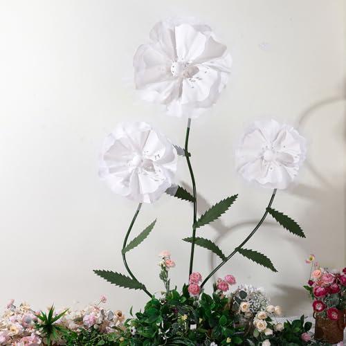 Chunful 6.1 ft Giant Flowers for Decoration with Stand Large Artificial Plastic Flowers Big Handcrafted Decoration for Garden Birthday Party Wedding Props Festival Shop Window Display(White)
