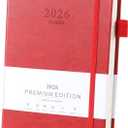Ztowoto 2026 Planner,Leather Cover A5 2026 Weekly and Monthly Planner 5.7x8.5" with Pen Loop,Elastic Bond,365 Pages 2026 Diary for School,Office and Home(Red)