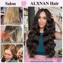 ALXNAN Clip in Long Wavy Synthetic Hair Extension 4PCS 24 Inch Dark Brown Thick Hairpieces Fiber Double Weft Hair for Women