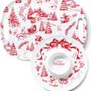 ONEderful 2-Piece Christmas Serving Tray Set with 18 Inch Large Tray and 13 Inch Dip Platter - Holiday Buffet Server for Christmas Party, Family Gathering, Birthday, BBQ - Santa Gifts (Red & White)