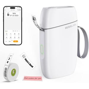 Rongta Bluetooth Label Maker Machine with Tape, Portable Mini Label Printer Wireless Thermal Handheld Sticker Makers Mini Label Makers with Multiple Templates for Organizing Office Home School(White)