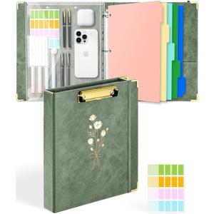 Aesthetic 3 Ring Binder 1 Inch Cute Three Round Rings Binders with Dividers Suitable for 8.5 x 11 Letter Size Paper Loose Leaf Binder with 2 Pockets for School Work