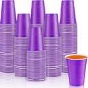 Lounsweer 100 Pcs 16 oz Disposable Party Cups Plastic Heavy Duty Drinking Water Cups for Graduation Baby Shower Wedding BBQ Birthday Picnic Party Supplies (Purple)