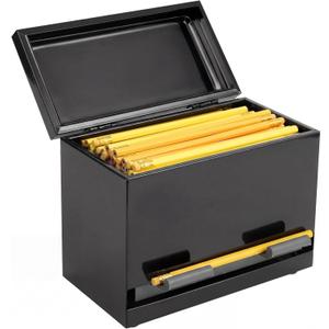 ZenNex Pencil Dispenser for Classroom - Stainless Steel Pencil Dispenser Organizer Teachers Classroom Supplies Storage for Office, School Teacher Must Haves for Organization (Black)