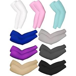 9 Pairs Unisex UV Protection Sleeves Long Arm Sleeves Cooling Sleeves Arm Cover Sleeves for Summer (Classic Colors)
