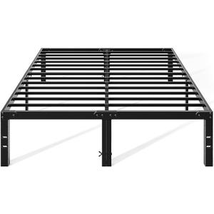 OLIXIS Metal Queen Bed Frame - 14in High with Storage Space, No Box Spring Needed with Sturdy Steel Slat Support, 2200LBS Heavy Duty for Easy Assembly, Black for Bedroom