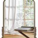 Vintage Baroque Arched Mirror - Traditional Ornate Antique Brass Wood Frame - 24"X32" - Perfect for Entryway, Fireplace, Living Room, Hallway, Bathroom