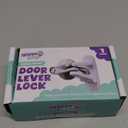 Door Lever Lock (1 Pack) Prevents Toddlers from Opening Doors. 3.25" L * 1.5" W * 4.5" H Easy One Hand Operation for Adults. Durable ABS with 3M Adhesive Backing. Simple Install, No Tools Needed.