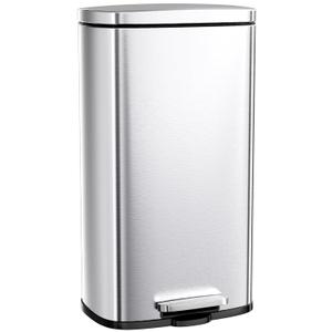 Arlopu 13.2 Gallon Step Trash Can, Stainless Steel Garbage Bin, Soft-Close Rubbish Bin with Removable Plastic Inner Bucket, Fingerprint-Proof, Lid Dustbin, Suit for Kitchen Home (Silver, 50L)