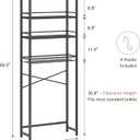 Over The Toilet Storage Shelf, 4-Tier Bathroom Organizer with Basket & Hooks, Sturdy Space Saver for Small Bathrooms, Black