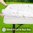 Smiry Rectangle Table Cloth Cover, Waterproof Elastic Fitted Picnic Tablecloth for 4 Foot Tables, Wipeable Flannel Backed Vinyl Tablecloths for Camping, Dining, Outdoor (White, 24" x 48")