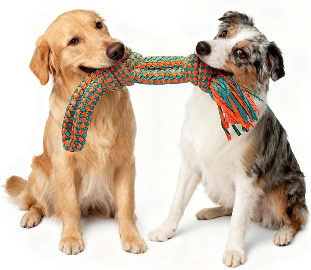 Heavy-Duty Dog Rope Toy  6-Knot Super-Strength Fiber Tug Rope, Ideal for Powerful Chewers The First Super-Fiber Durable Chew Toy, Specifically Designed for Large and Medium-Sized Dogs (Small)