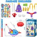 4-in-1 Water Sprinkler for Kids, Water Outdoor Baseball Rocket Launcher Toy with Water Sprinkler Baseball Toy, Kids Outdoor Sprinkler for Summer Backyard Lawn Pool Party for Ages 3-8 (Blue)