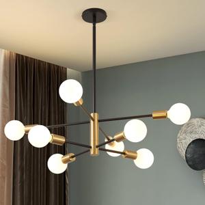 KAISITE Modern Sputnik Chandelier - 8-Light Ceiling Light Fixture Height Adjustable Mid Century Plating Finished Black and Gold Chandelier for Bedroom Living Room Dining Room Kitchen FoyerAmazon's Choice