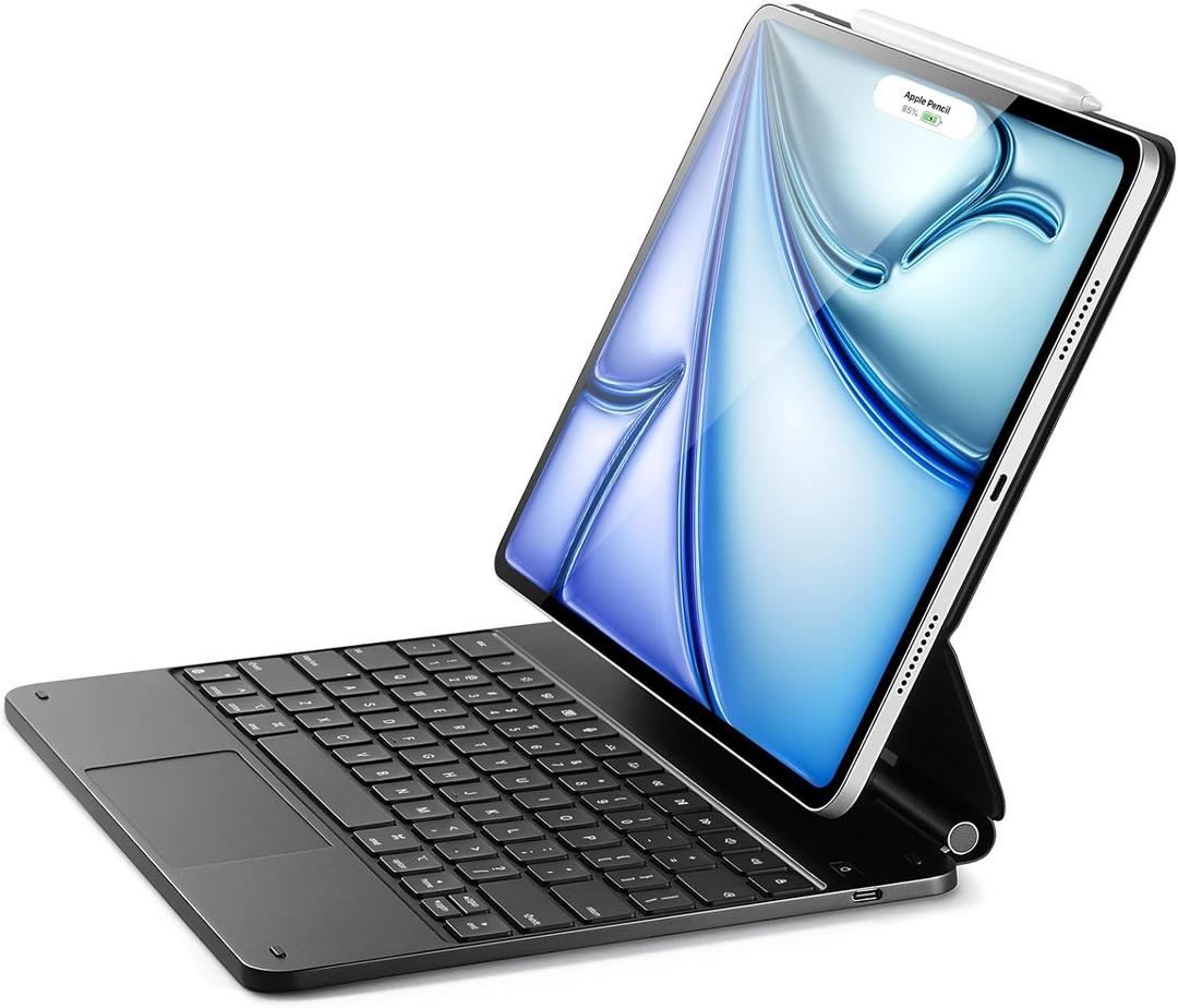 ESR iPad Air 13 Inch Case Keyboard (M3/M2, 2025/2024) & iPad Pro 12.9 inch (3/4/5/6th Gen) Magic Keyboard, Easy-Set Floating Cantilever Stand, Precision Multi-Touch Trackpad, Rebound Series, Black