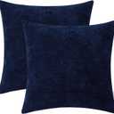 HWY 50 Navy Blue Throw Pillow Covers 20x20 Inch for Couch Sofa Living Room, Chenille Soft Comfy Solid Decorative Square Throw Pillows Case Set Cushion Cover Pack of 2 (20" x 20" (Pack of 2))