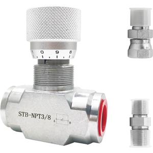 3/8" New Hydraulic adjustable Flow Control Two-way Valve With 2 Pcs Pipe Adapter,Throttle Check Valve 5800PSI For Hydraulic Oil Gas