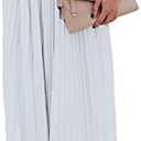 ebossy Women's High Waist Flowy Pleated Chiffon Maxi Skirt XS