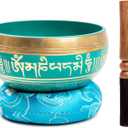 Tibetan Singing Bowl Set Brass - Master Healing Grade - Authentic Handcrafted Sound Bowl by Himalayan Bazaar (Turquoise)