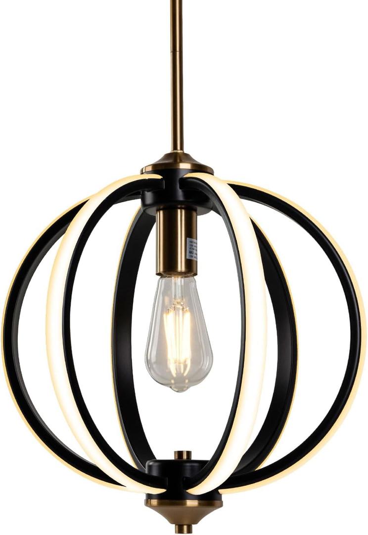 Dimmable Pendant Light 28W LED Silicone Strip and Bulb (Included) Combo, Adjustable Height Metal Modern Kitchen Island Fixtures Chandeliers, Suitable for Dining Room Restaurants,Living Rooms,Cafes