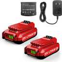 Powilling 2Pack 20V 3.5Ah Replacement for Craftsman 20V Battery V20 Lithium Battery and Charger Kit for CMCB204 CMCB205 CMCB206 CMCB201 CMCB124+ CMCB104 Craftsman 20 Volt Charger