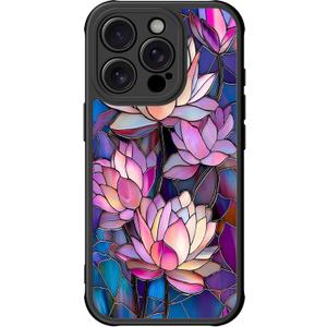 DEENAKIN for iPhone 15 Pro Case Cute,Aesthetic Floral Hard Shell,Compatible with Magsafe,Trendy Unique Cool Retro Western Coquette Protective Slim Phone Cover for Women Girls,Blooming Lotus